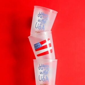 Happy Everything Flag Frosted Cups Set of 10